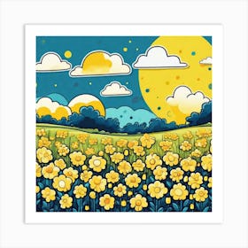 Yellow Flowers In A Field 47 Art Print