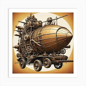 Steampunk Vehicle Cubism Style Art Print