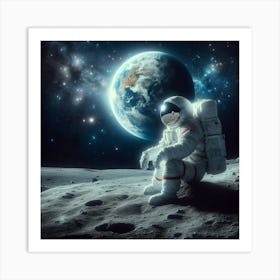 Astronaut On The Moon 2 Art Print