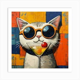 Cat With Martini 2 Art Print