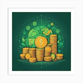 Firefly Finance, Illustration, Logo, Background, Icon, Money, Banking, Investment, Economy, Wealth, (11) Art Print