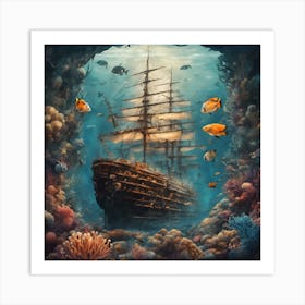 Ship Under The Sea Art Print