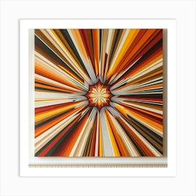 Retro Sun: A Geometric and Colorful Painting of a Sunburst with a 70s Style Art Print