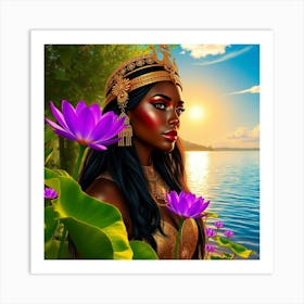 Flux Schnell A Regal Female Figure Adorned With Opulent Golden 1 Art Print