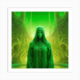 Woman In A Green Robe Art Print