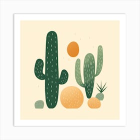 Rizwanakhan Simple Abstract Cactus Non Uniform Shapes Petrol 22 Art Print
