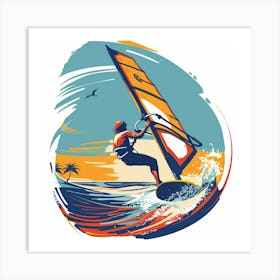 A Windsurfing Vector Design Illustration 1718707331 4 Art Print