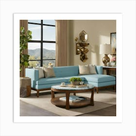 A Photo Of A Living Room With A Large Sofa (3) Art Print