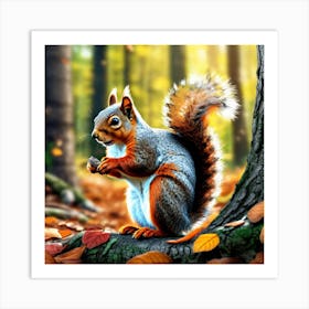 Squirrel In The Forest 414 Art Print