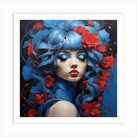 Girl With Flowers 3 Art Print