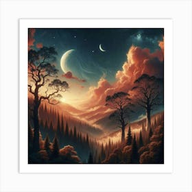 Night In The Forest 2 Art Print