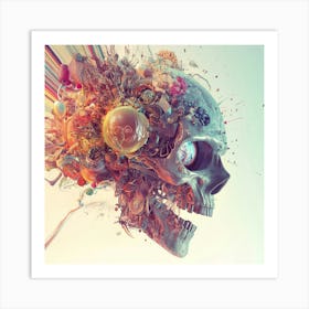 Headshot Exploding Skull Art Art Print