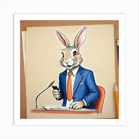 Rabbit In Suit 4 Art Print