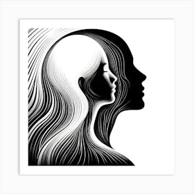 Portrait Of A Woman With Long Hair Art Print