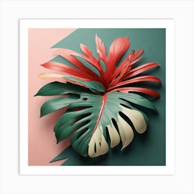 Aesthetic style, Abstraction with tropical leaf 11 Art Print