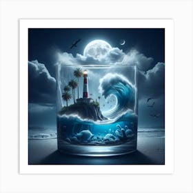 Lighthouse In A Glass 2 Art Print