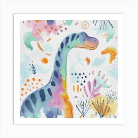 Cute Muted Brachiosaurus Dinosaur  2 Art Print