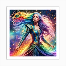Rainbow Haired Woman Art Print