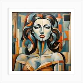 Abstract of a Woman Painting: Contemporary Artwork with Female Figure Art Print