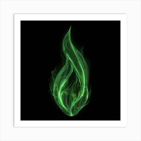 Green Flame On Black Background Art Print