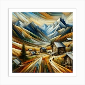 A mixture of modern abstract art, plastic art, surreal art, oil painting abstract painting art e
wooden huts mountain montain village 4 Art Print