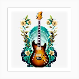 Electric Guitar With Flowers 3 Art Print