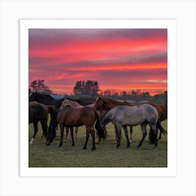 A Photo Of A Group Of Horses Grazing On K7nocypgqleuf6b6bxux9w Mmyxtgtvs3we4ma2kskuoa Art Print