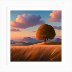 Lone Tree In A Field Art Print