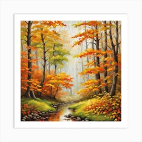 Forest In Autumn In Minimalist Style Square Composition 79 Art Print