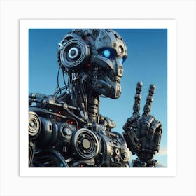 Peace Sign Robot Art Print