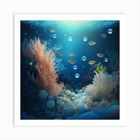 Coral Reef Underwater 3d Illustration Art Print