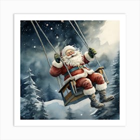 Santa Claus Swinging Art Print