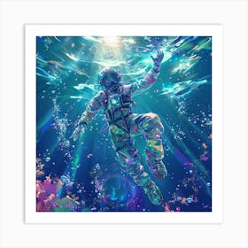 Scuba Diver Underwater Art Print