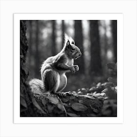 Black And White Squirrel Art Print