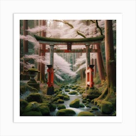 Torii Gate In The Forest 1 Art Print