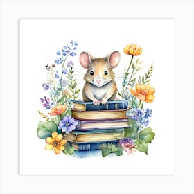 Mouse On Books 1 Art Print