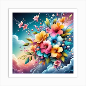 Colorful Flowers In The Sky 1 Art Print