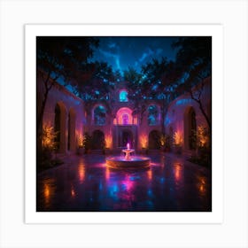 Courtyard At Night 1 Art Print