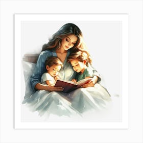 Mother Reading To Her Children 1 Art Print