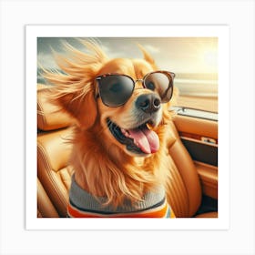 Golden Retriever In Sunglasses, National Pet Day Art Print