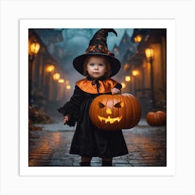 Little Girl In Halloween Costume Art Print