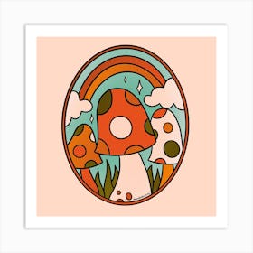 Stained Glass Mushrooms Art Print