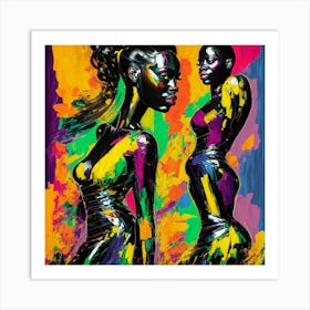 Two Women In Bright Colors Art Print