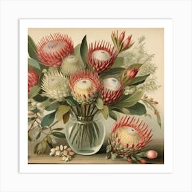 Flower Bouquet With Protea Art Print