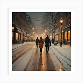 Night Life During Winter Art Print