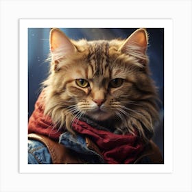 Cat In A Scarf Art Print