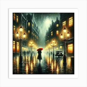 Woman In The Rain 1 Art Print