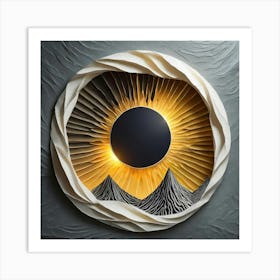 April 8 2024 Solar Eclipse Over Mountains Art Print