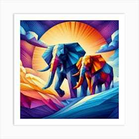 The Legendary Lovers Elephants Art Print