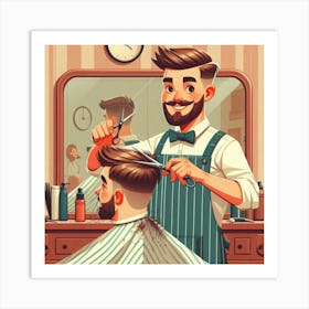 The man in the Barber Shop Art Print